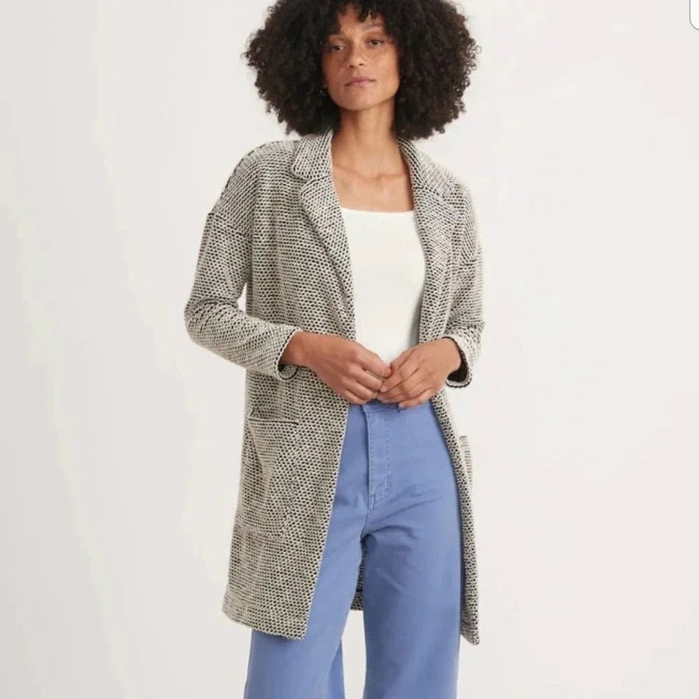 Marine Layer Birdseye Collared Cardigan Jacket M Coastal Grandma Lagenlook